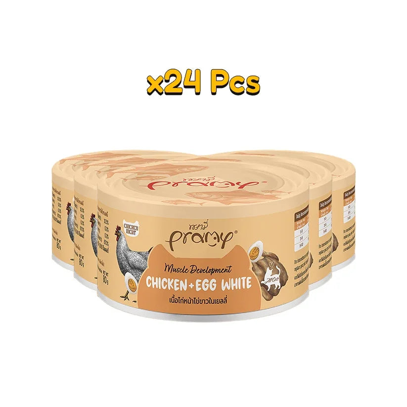 Pramy Chicken Topping Egg White 80gm x24 - Pet Priority