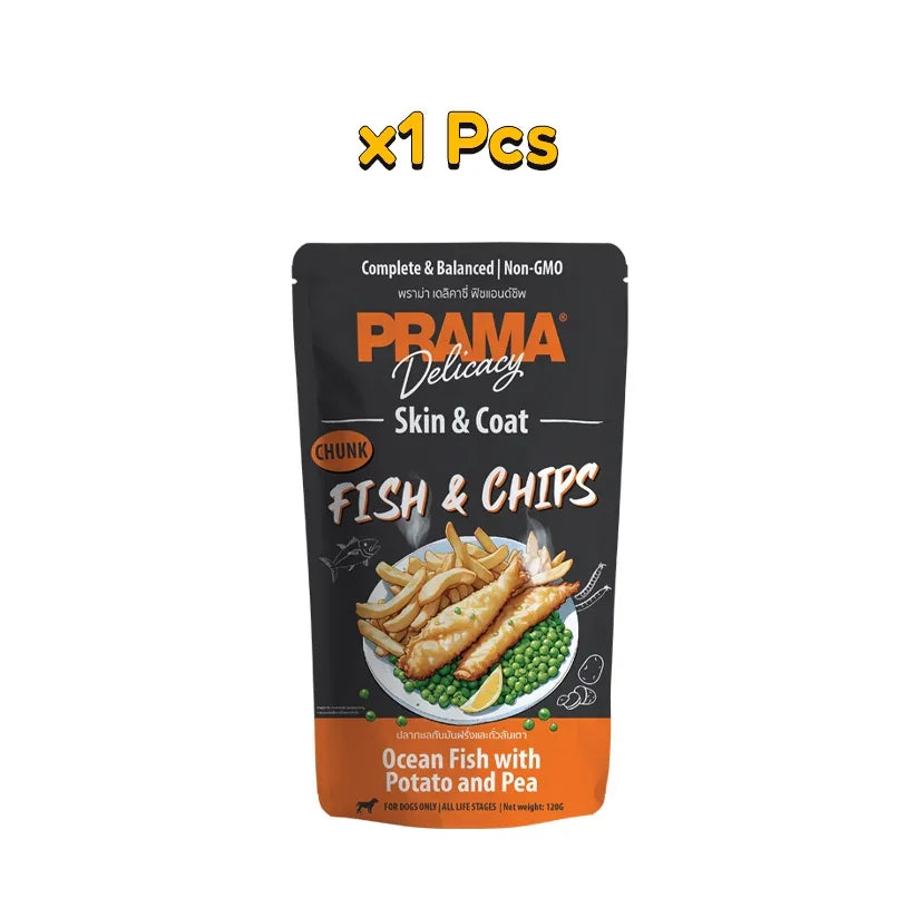Prama Delicacy Fish and Chips in Gravy Complete Food 120g - Pet Priority