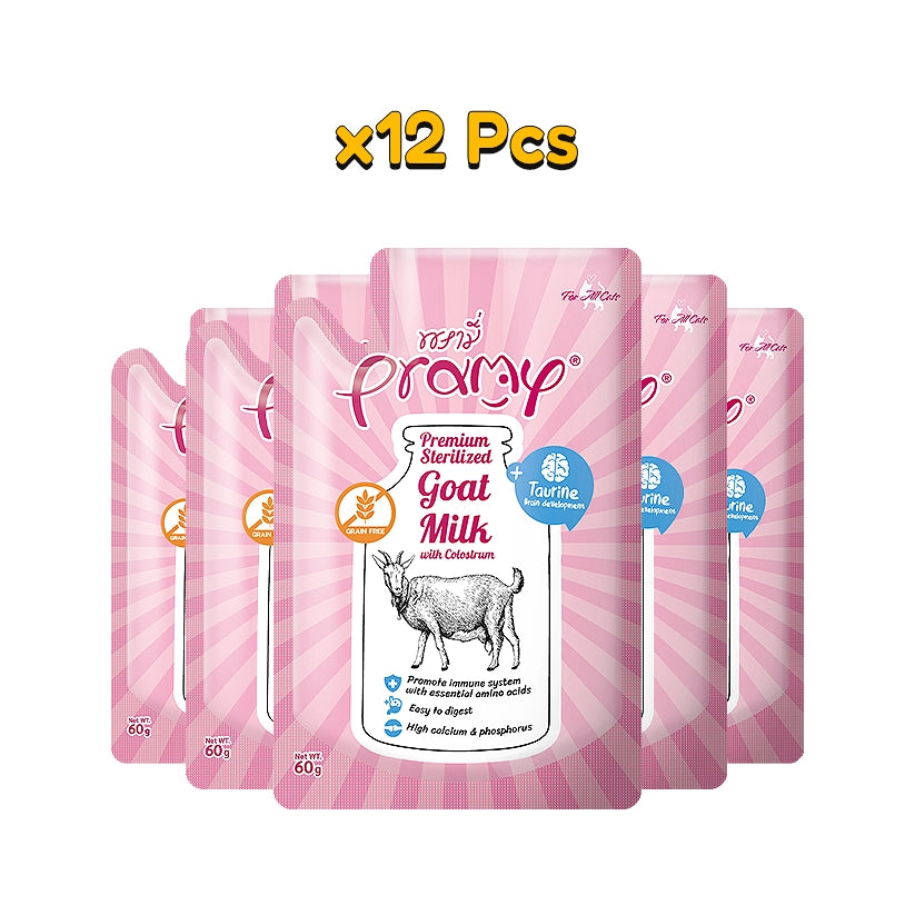 Pramy sterilized goat milk with colostrum + taurine 60g x12