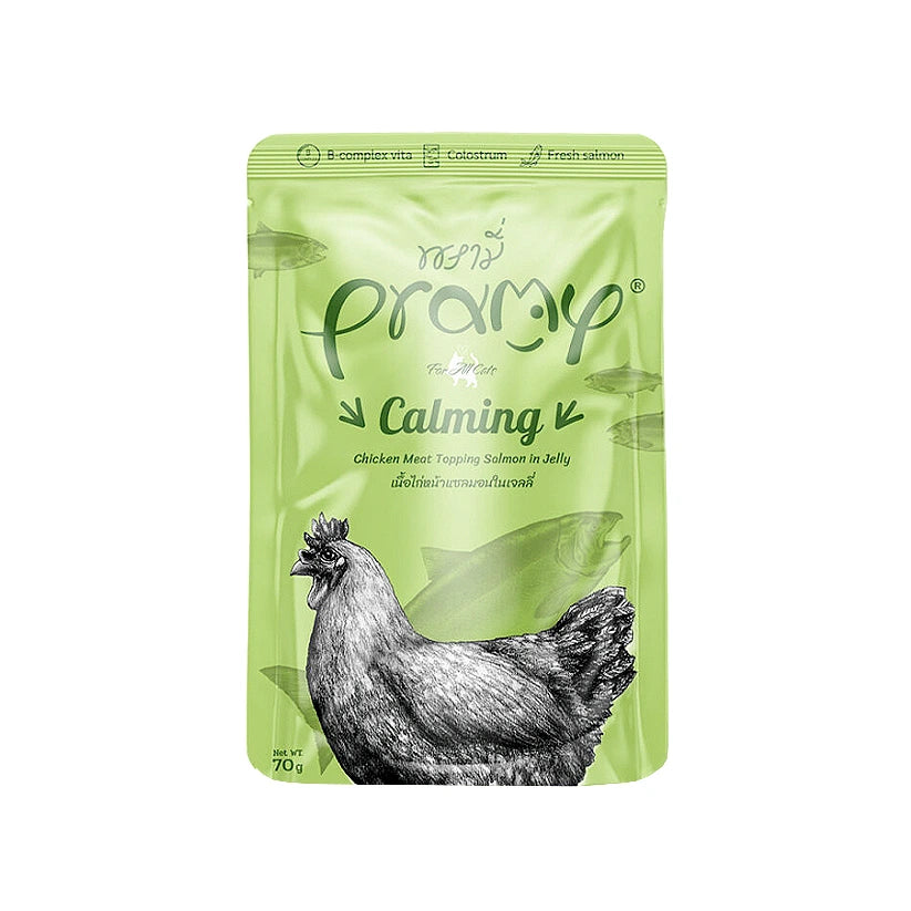 Pramy Calming Chicken topping salmon in jelly 70gm x12