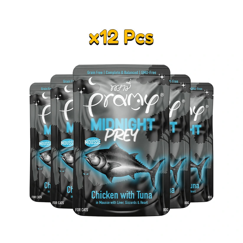 Pramy Midnigh Prey : Chicken with Tuna in Mouse 80gm x12
