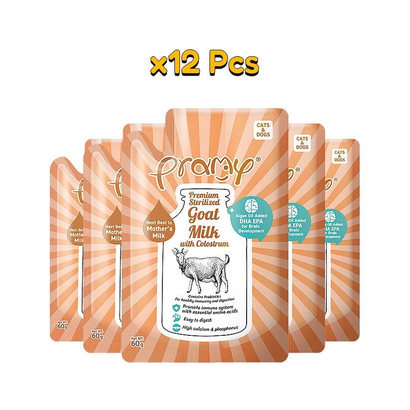 Pramy Goat milk : Sterelized Goat Milk With Colostrum & Algae Oil 60gm x12