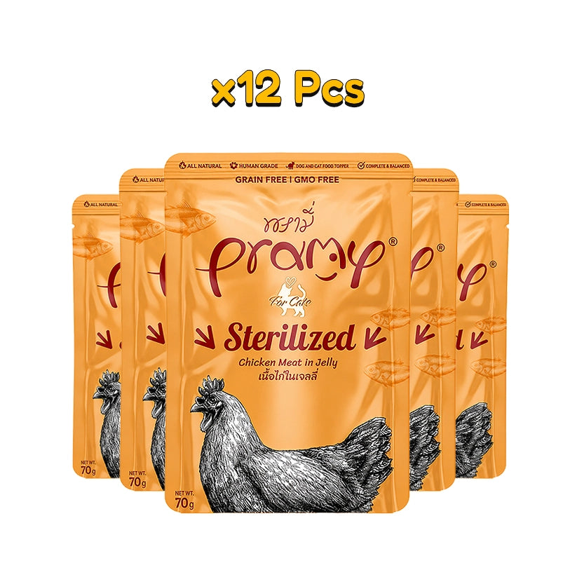 Pramy Sterilized : Chicken meat in jelly 70gm x12