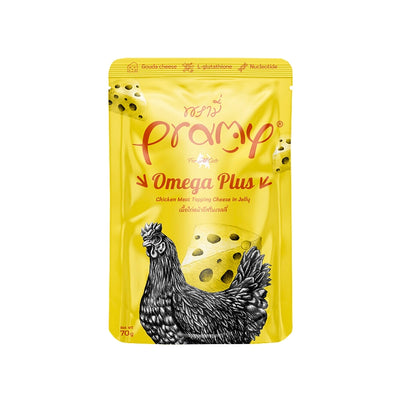 Pramy omega plus chicken topping cheese in jelly recipe 70g